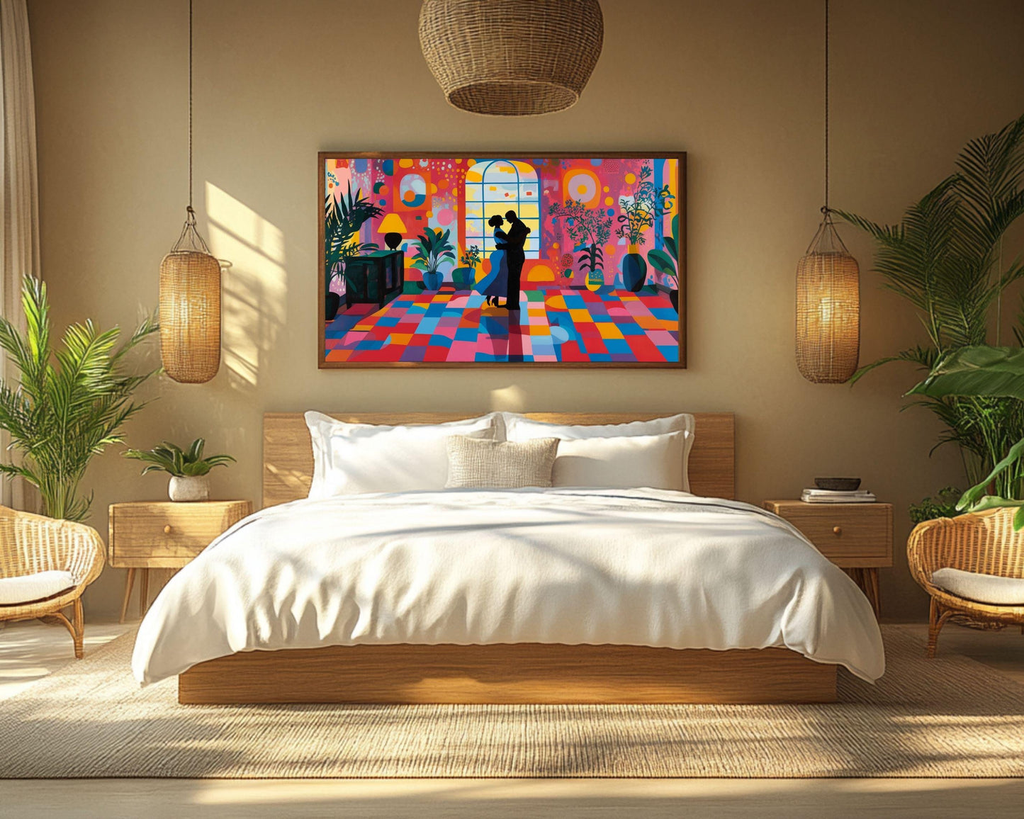 Dancing in Color - Framed Canvas Wall Art for Living Room or Bedroom Anniversary Gift