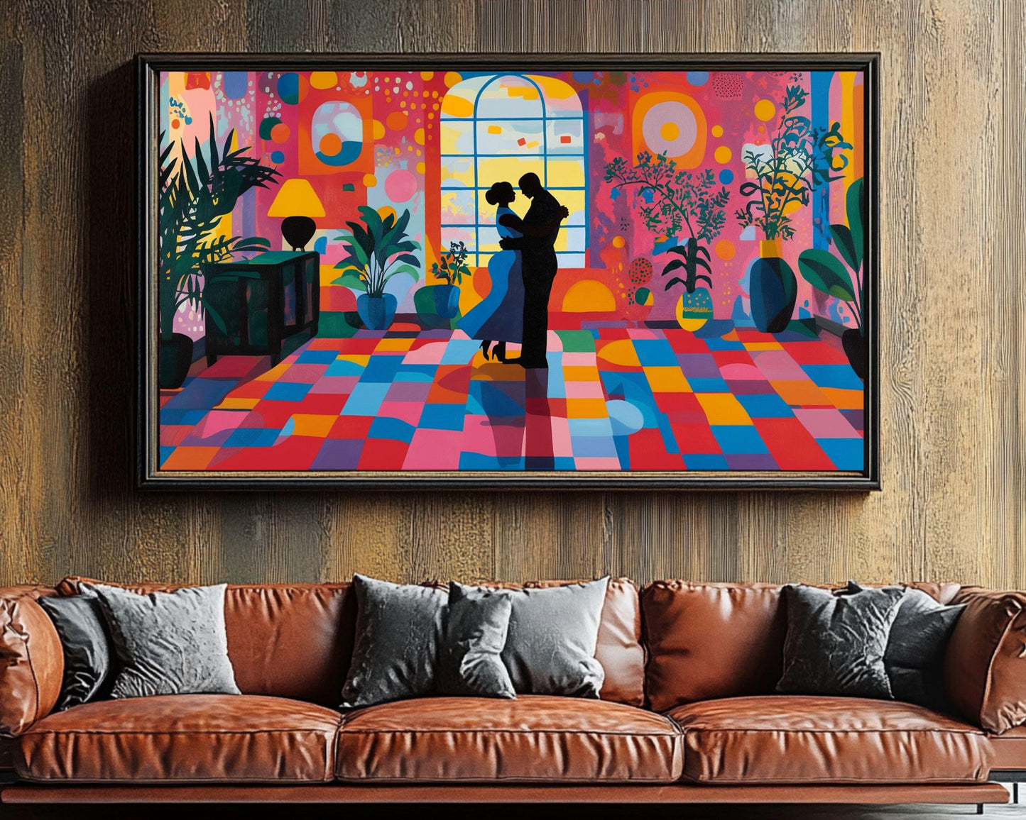 Dancing in Color - Framed Canvas Wall Art for Living Room or Bedroom Anniversary Gift