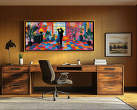 Vibrant abstract canvas art featuring bold colors, perfect for enhancing any space as stylish African American wall art.
