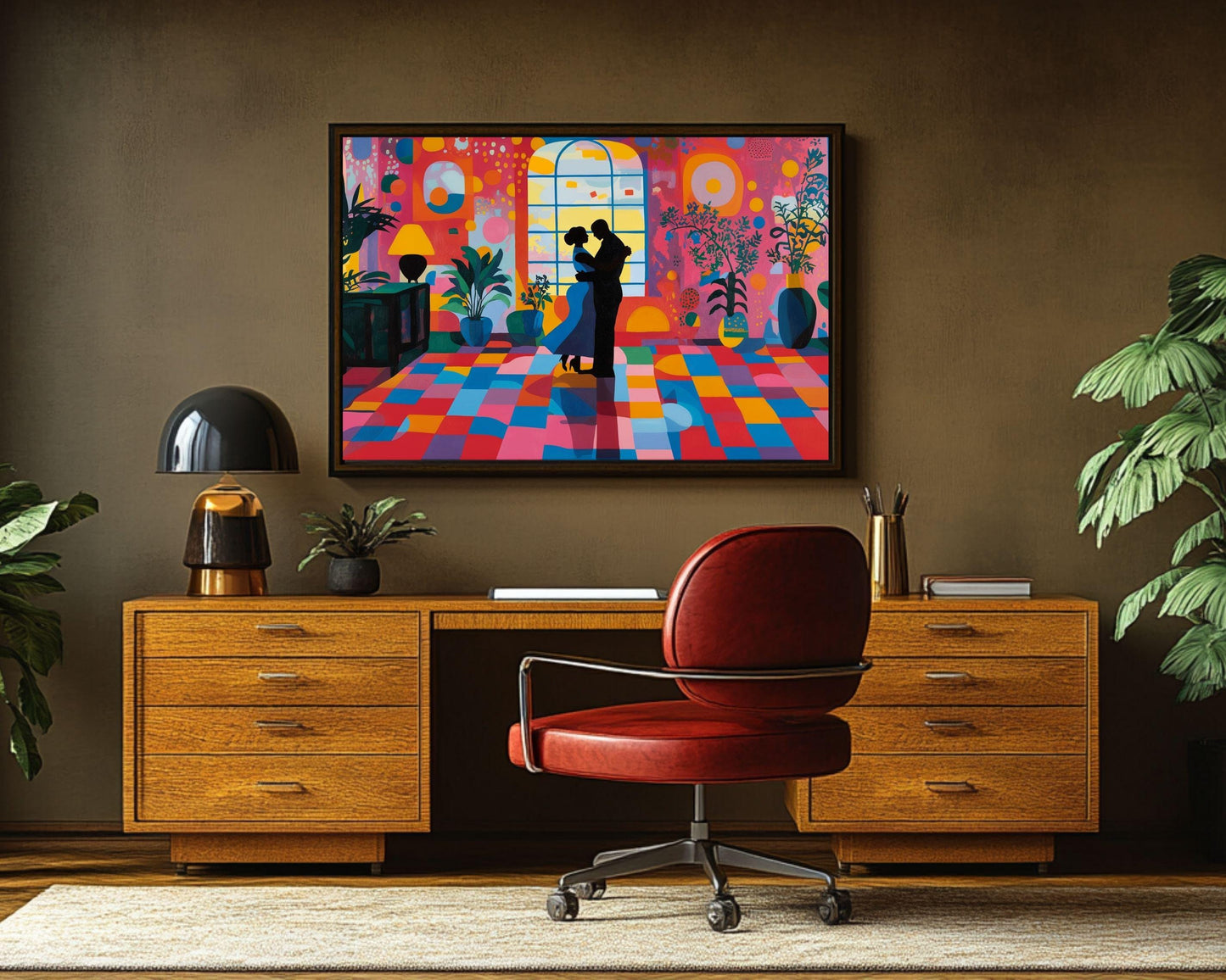 Dancing in Color - Framed Canvas Wall Art for Living Room or Bedroom Anniversary Gift