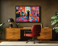 Colorful abstract canvas art featuring vibrant shapes, perfect as african american wall art for modern decor.