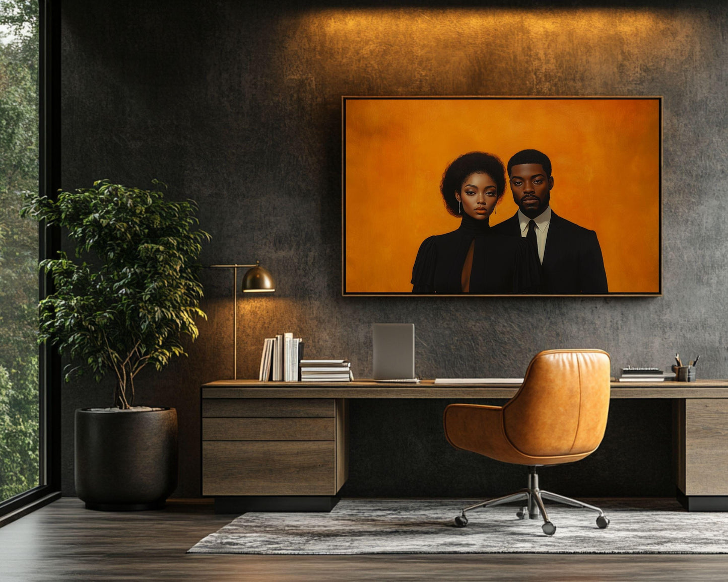 Elegant Black Couple - Unframed Canvas Wall Art for Bedroom or Living Room Wedding Gift