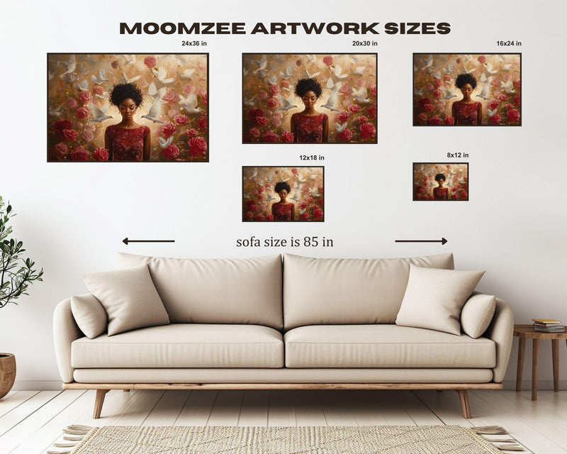 Divine Black Woman with Doves African American Wall Art