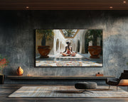 Regal Black Woman Meditation cultural wall decor print by MoomZee Artwork