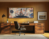 Colorful abstract african american wall art on canvas, showcasing vibrant patterns and cultural elements.