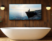 Close-up of Meditative Figure Ocean Sunset Caribbean wall art detail