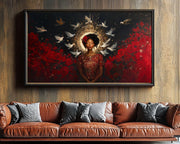 Radiant Black Goddess Celestial African American canvas print for home decor