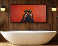 Vibrant African American wall art featuring abstract shapes and colors, perfect for modern home decor.