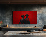 Elegant Black Couple Bold Red cultural wall decor print by MoomZee Artwork