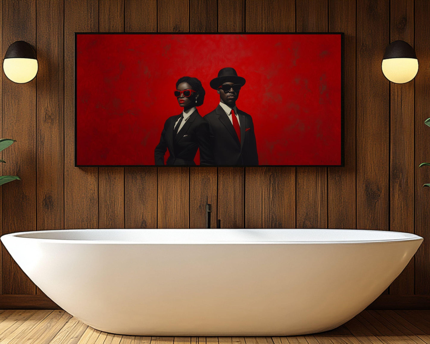 Sophisticated Black Love Wall Art | Bold Red Background Canvas for Modern Decor | Stylish Home Office or Living Room Centerpiece