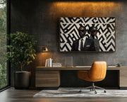 Close-up of Modern Black Couple Geometric Black love wall art detail