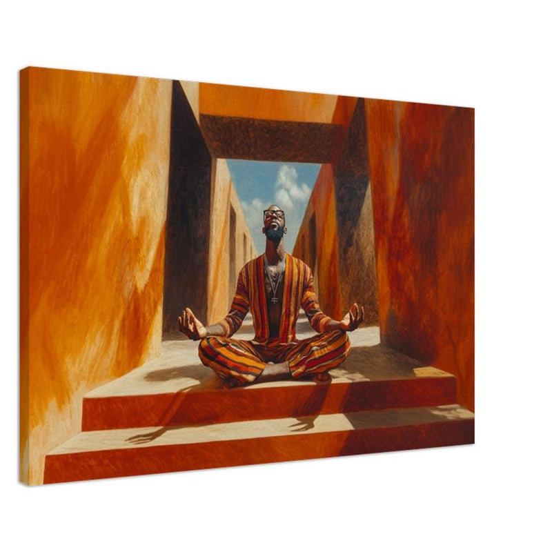 Meditating Black Man Geometric African American Wall Art
