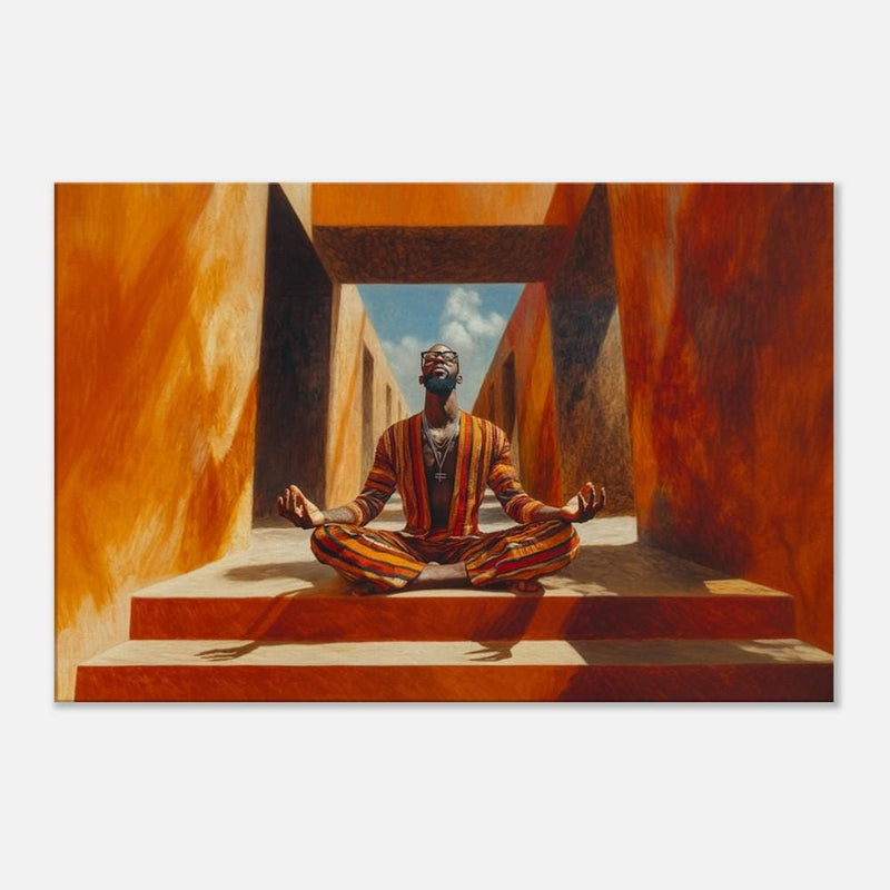 Meditating Black Man Geometric African American Wall Art