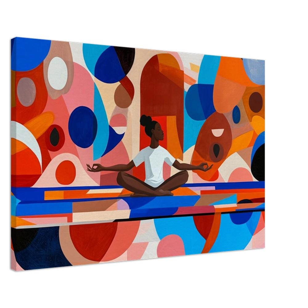 Abstract meditation canvas art featuring vibrant colors and patterns, perfect as african american wall art for serene spaces.