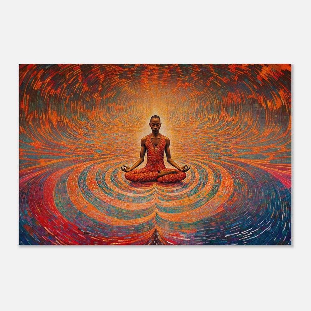 Spiritual Meditation African American wall art featuring a serene figure in a meditative pose with vibrant colors.
