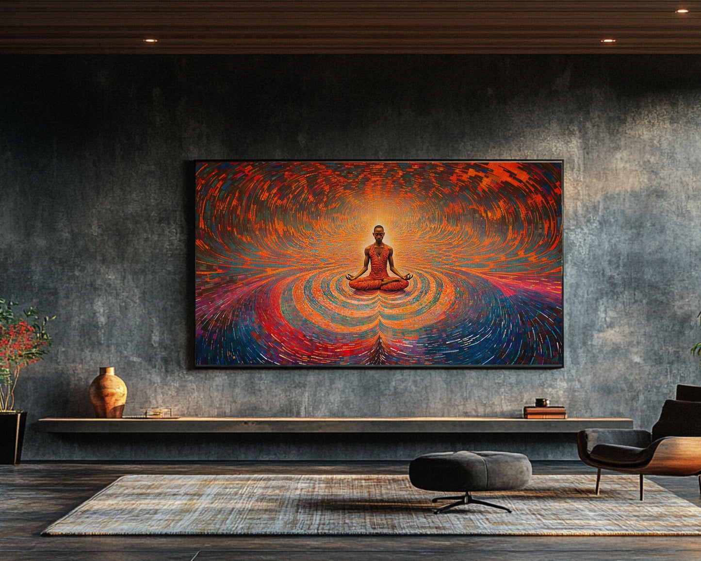 African American Meditation Canvas - Spiritual Wall Art for Living Room or Office - Gift for Yoga Lovers