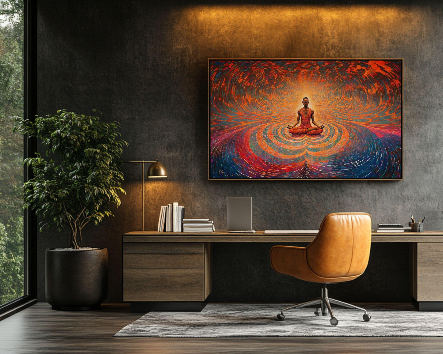 African American Meditation Canvas - Spiritual Wall Art for Living Room or Office - Gift for Yoga Lovers