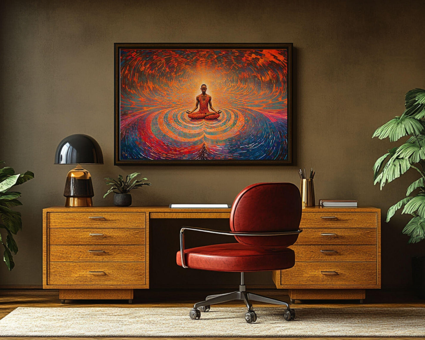 African American Meditation Canvas - Spiritual Wall Art for Living Room or Office - Gift for Yoga Lovers