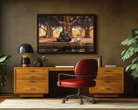 Vibrant canvas art featuring an African American woman, perfect for enhancing any space with cultural elegance.