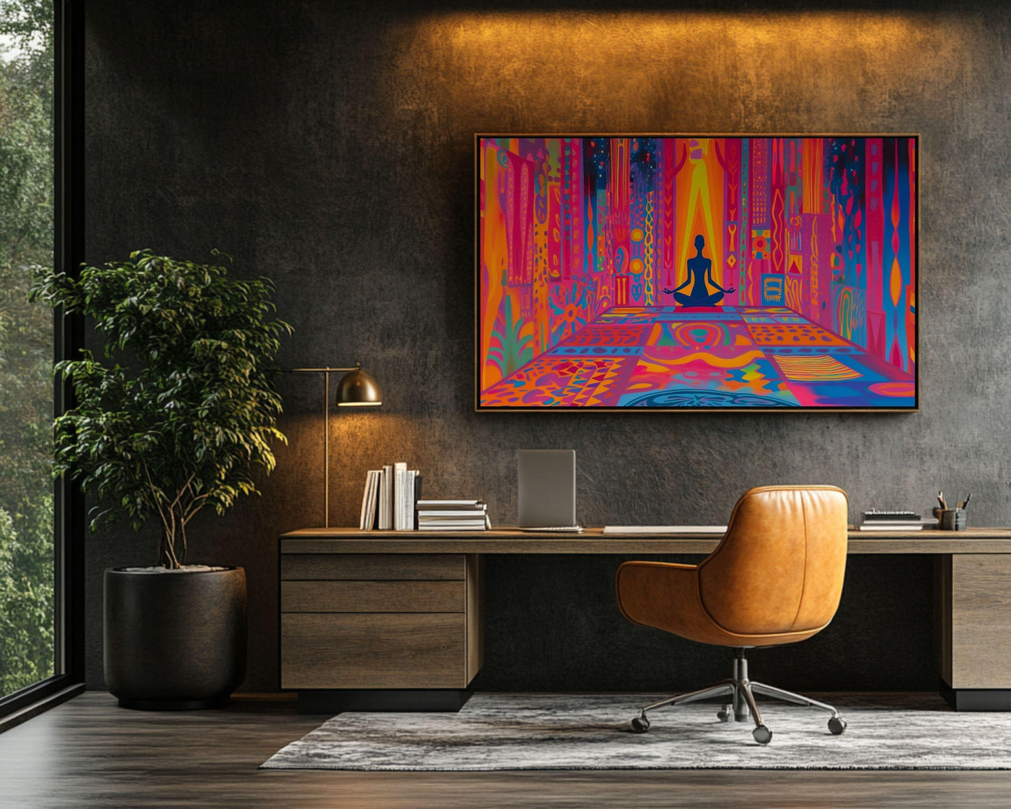 Modern Abstract Meditation Art - Vibrant Canvas Print for Living Room or Yoga Studio - Mindfulness Gift