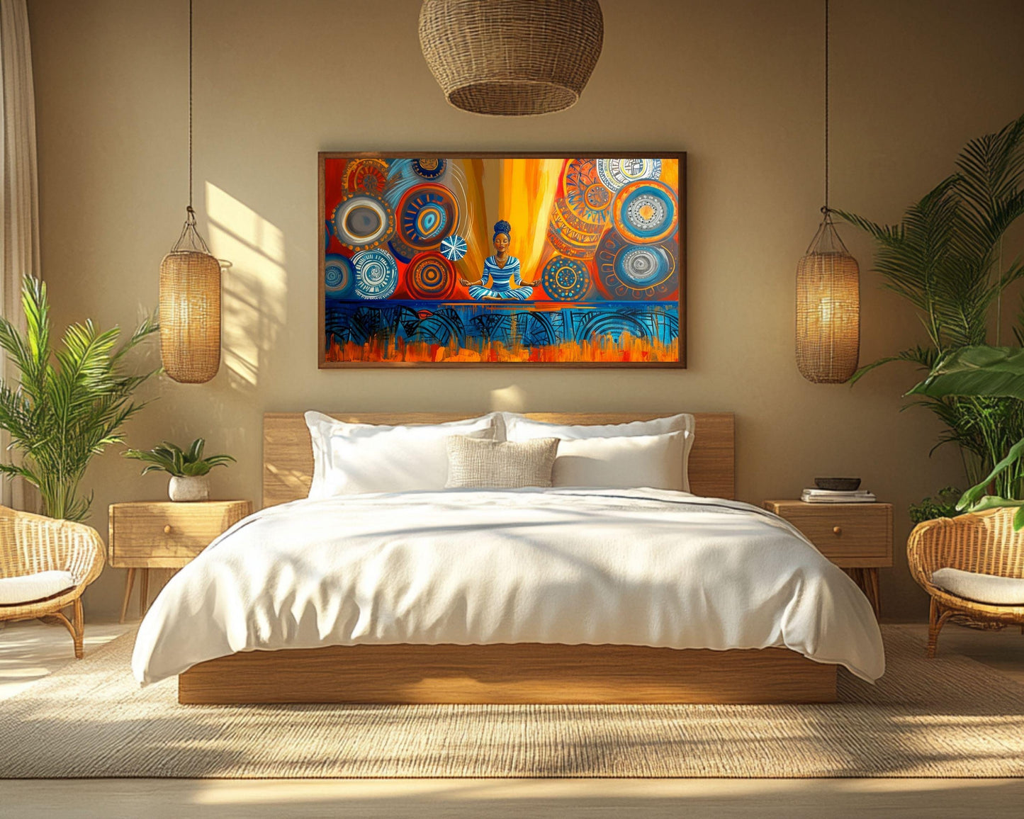 Meditation Art - Afrocentric Canvas Print for Living Room or Yoga Space - Spiritual Gift