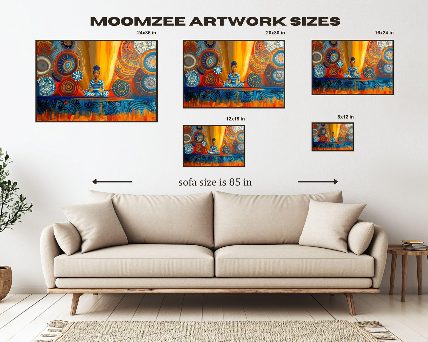 Meditation Art - Afrocentric Canvas Print for Living Room or Yoga Space - Spiritual Gift