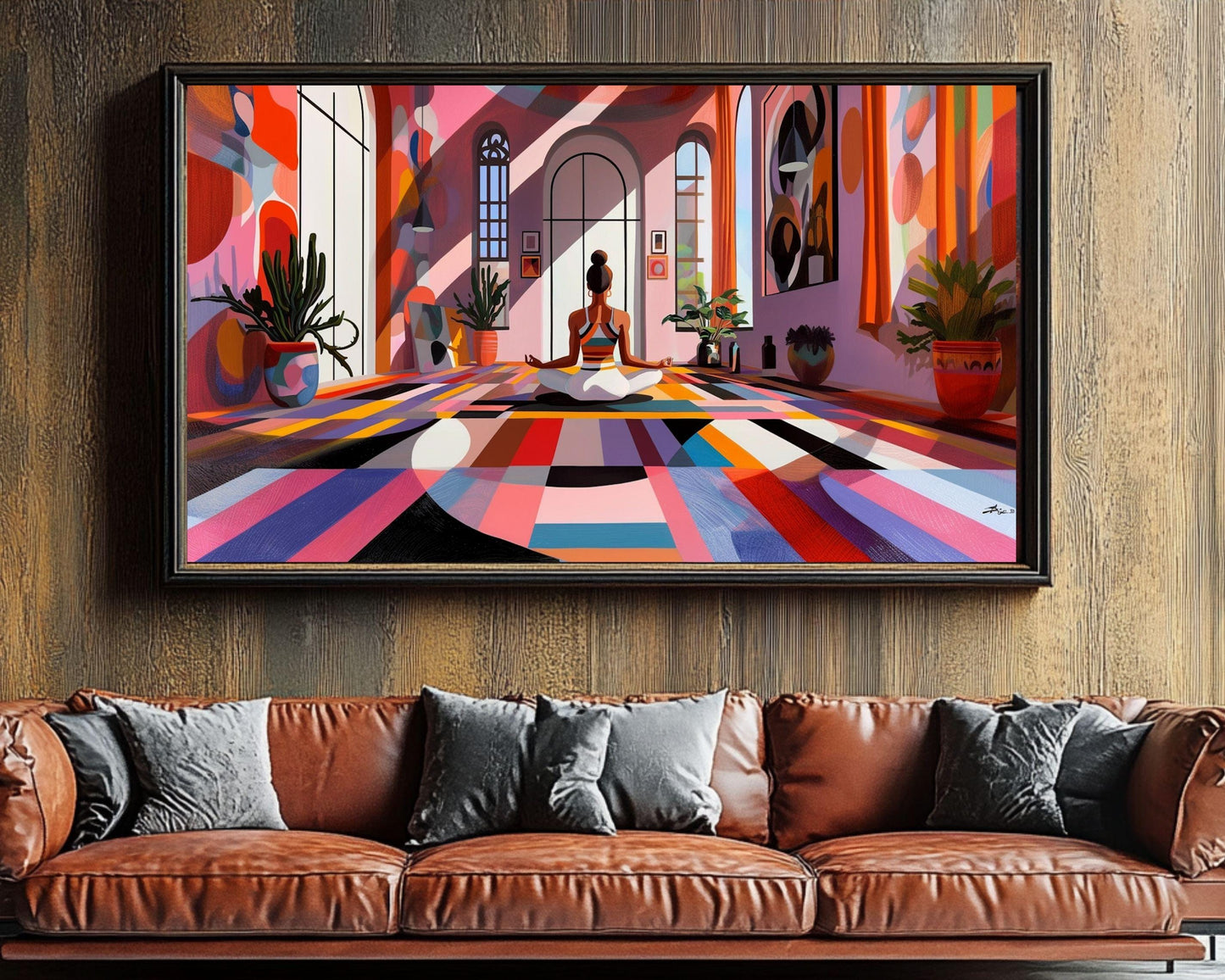 Modern Meditation Art - Colorful Canvas Print for Living Room or Yoga Studio - Gift for Her