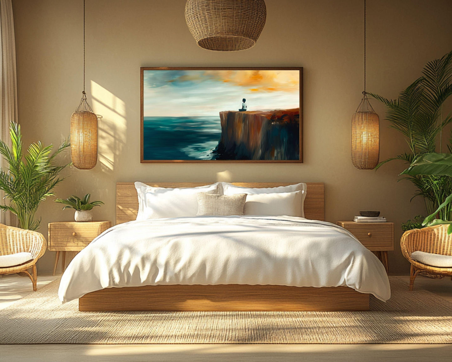 Serene Meditation Art - Ocean View Canvas Print for Living Room or Office - Calm Gift Idea