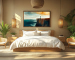 Meditating by Ocean Sunset African American Wall Art Canvas