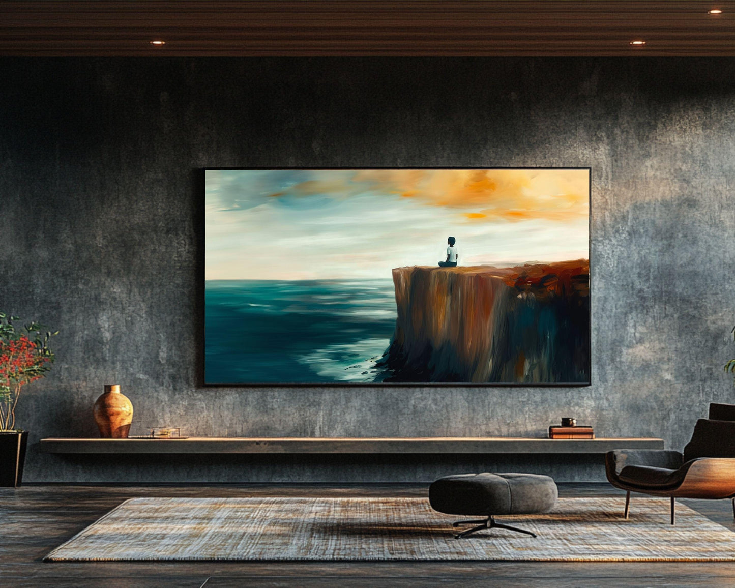 Serene Meditation Art - Ocean View Canvas Print for Living Room or Office - Calm Gift Idea