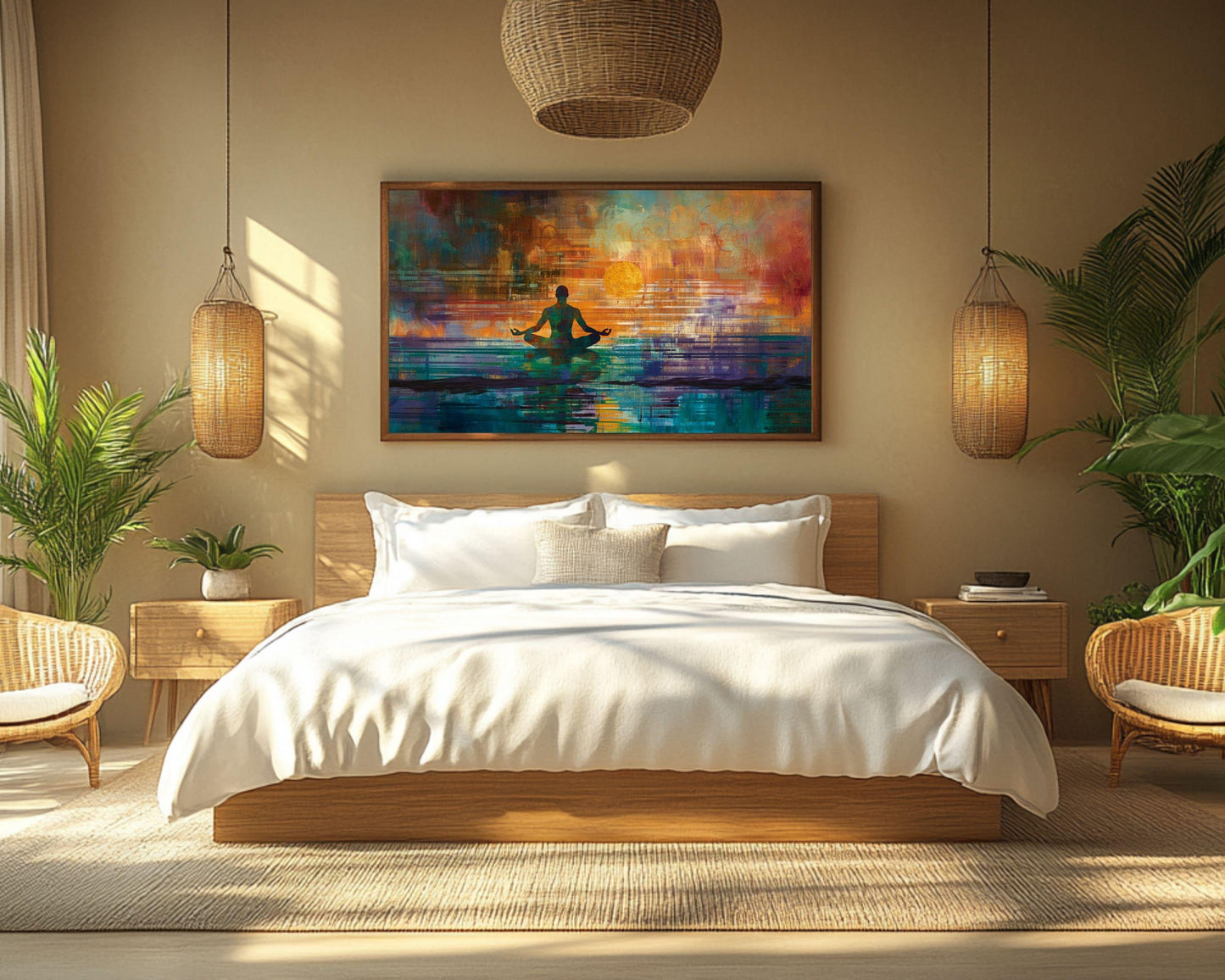 Abstract Meditation Art - Sunset Canvas Print for Living Room or Office - Spiritual Gift