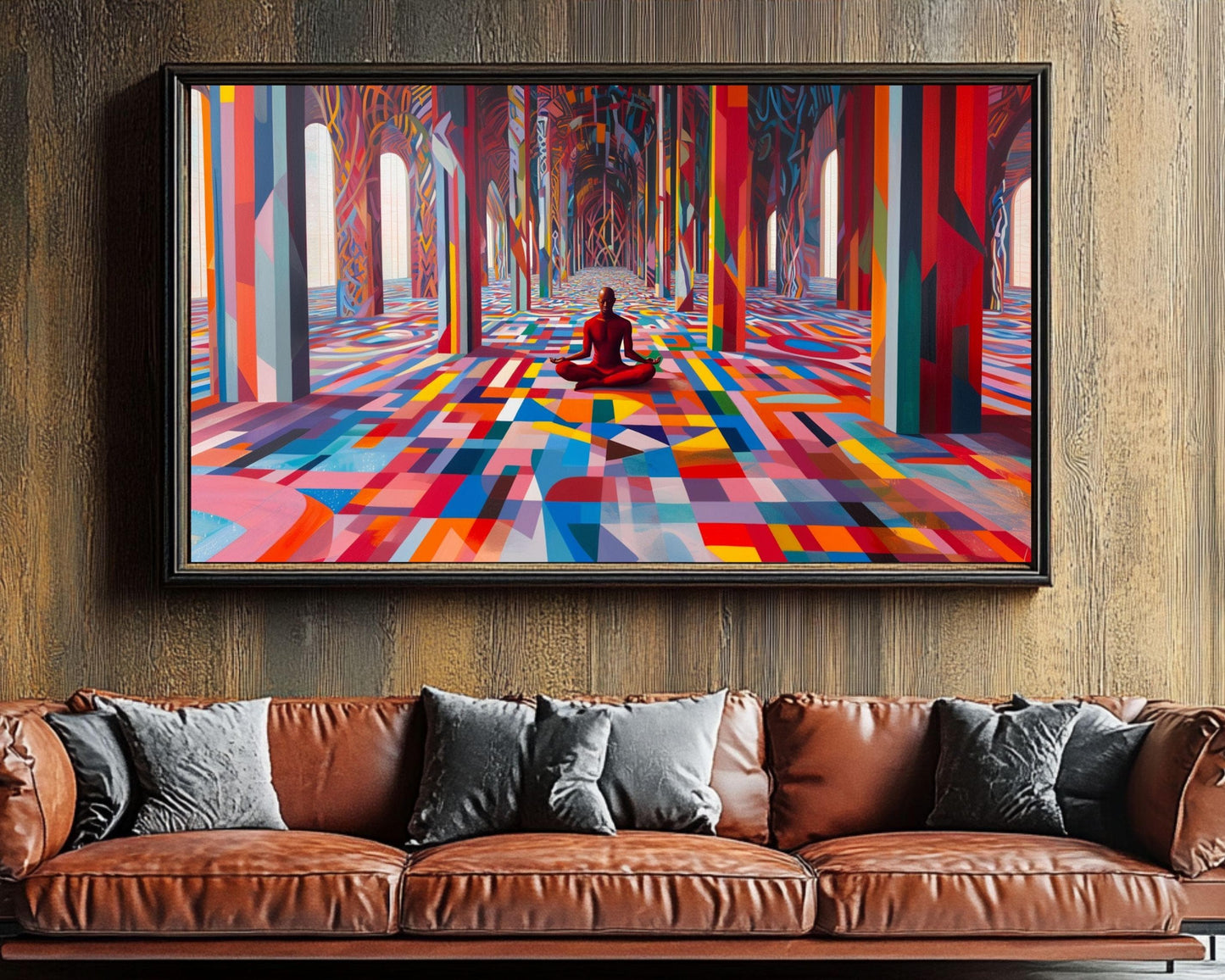 Black Man Meditation Art - Modern Abstract Canvas Print for Living Room or Office - Spiritual Gift