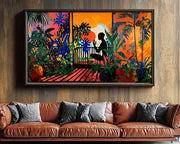 Alternate view of Black Meditation Tropical Scene Black Caribbean wall art canvas print