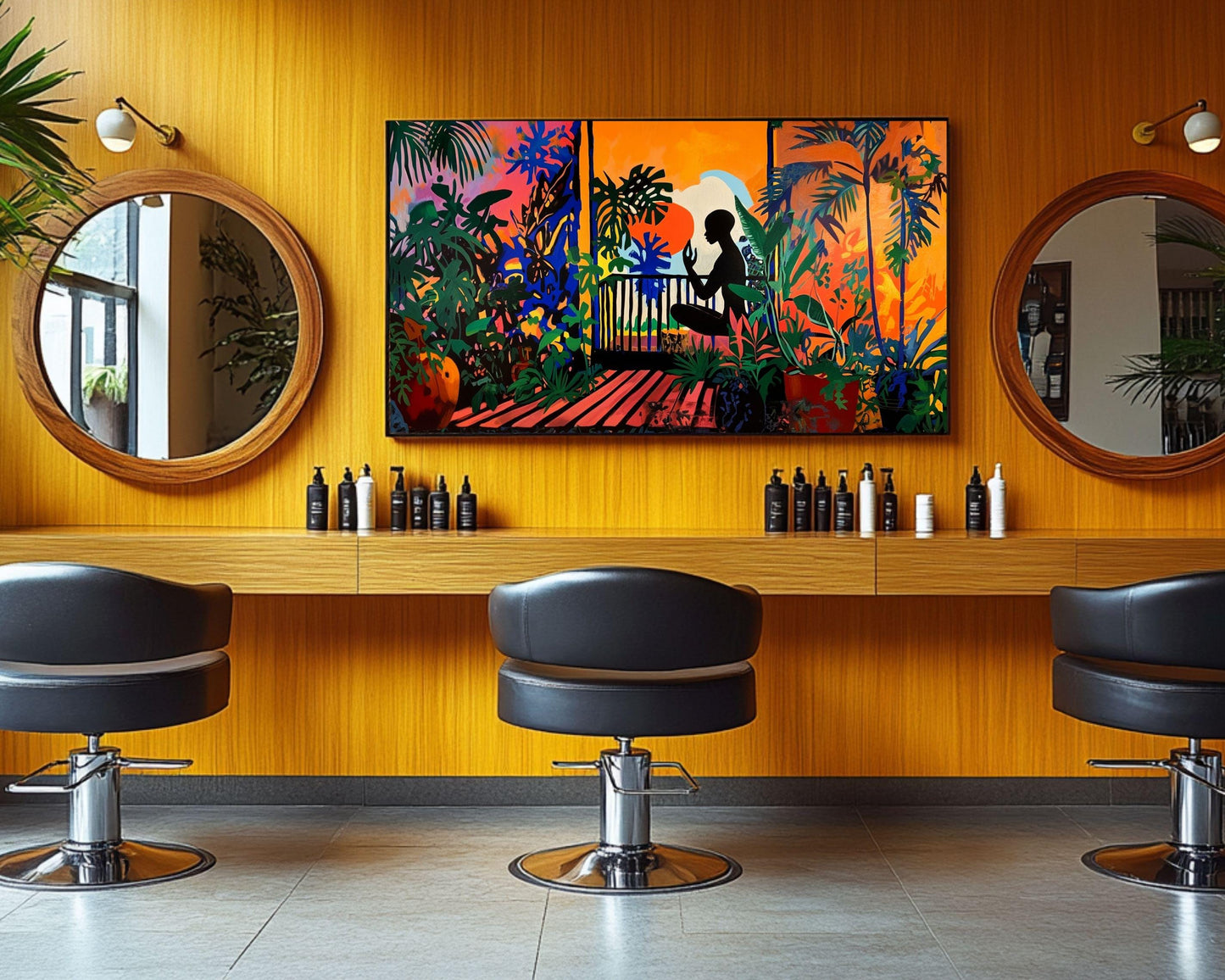 Black Man Meditation Art - Tropical Canvas Print for Living Room or Yoga Studio - Afrocentric Gift