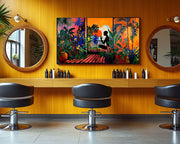 Black Meditation Tropical Scene Black Caribbean wall art canvas print by MoomZee Artwork