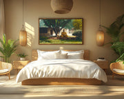 Father and Child Meditation Black family wall art artwork view