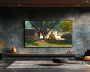 Father and Child Meditation Black family wall art for home decor