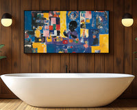 Vibrant canvas art featuring abstract shapes and colors, perfect as African American wall art for modern interiors.