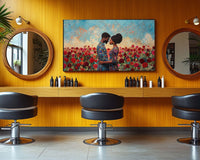 Colorful abstract painting featuring vibrant shapes, perfect as African American wall art for modern decor.