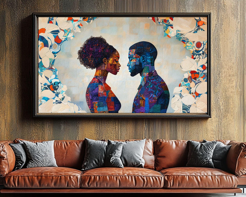 Black Love Art African American Romantic Canvas Wall Art