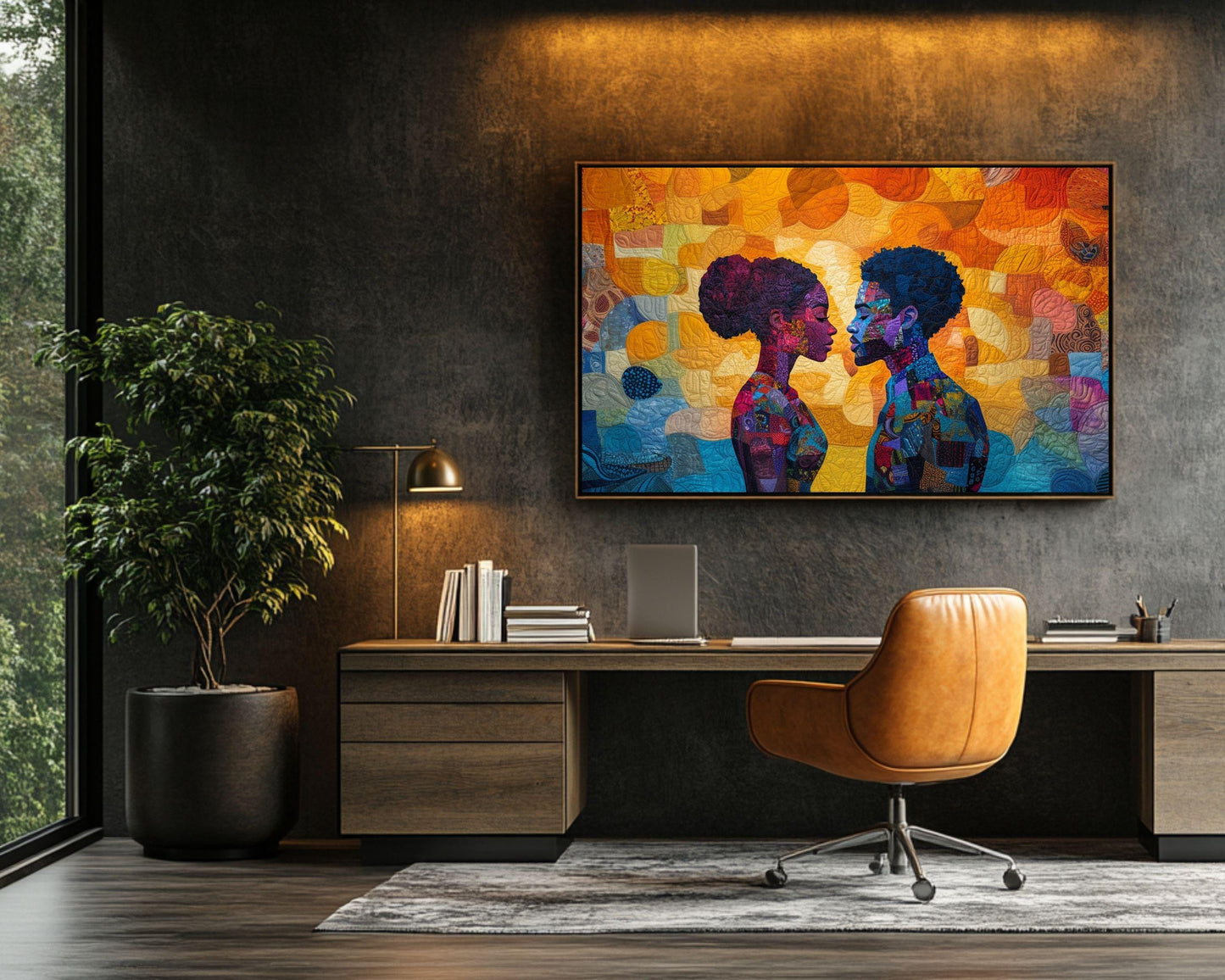 Romantic Black Couple Canvas Art for Bedroom or Living Room, Love Wall Decor, Valentine’s Day Gift