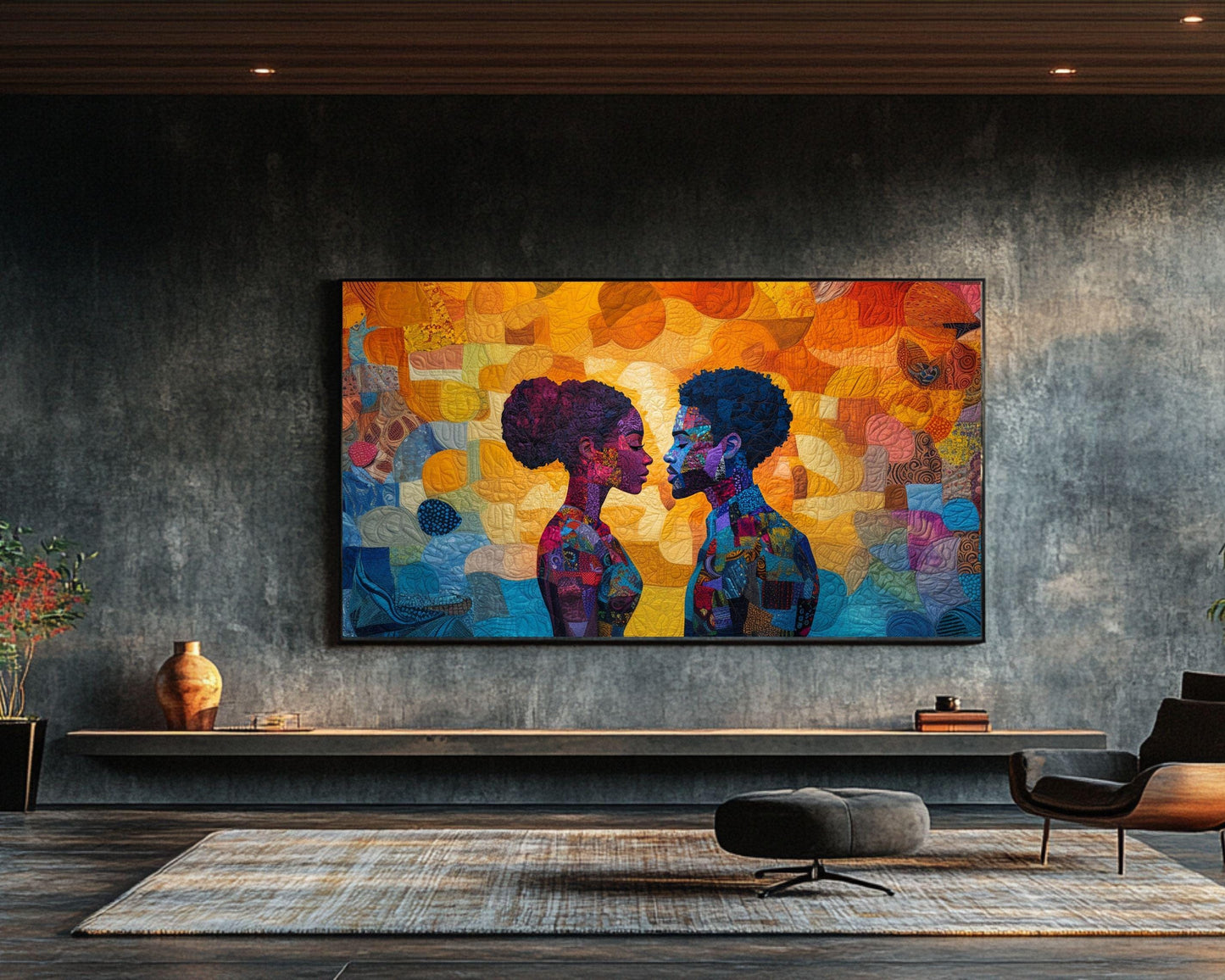 Romantic Black Couple Canvas Art for Bedroom or Living Room, Love Wall Decor, Valentine’s Day Gift