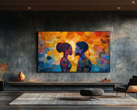Vibrant canvas art showcasing an African American woman, perfect for adding a touch of cultural elegance to your space.
