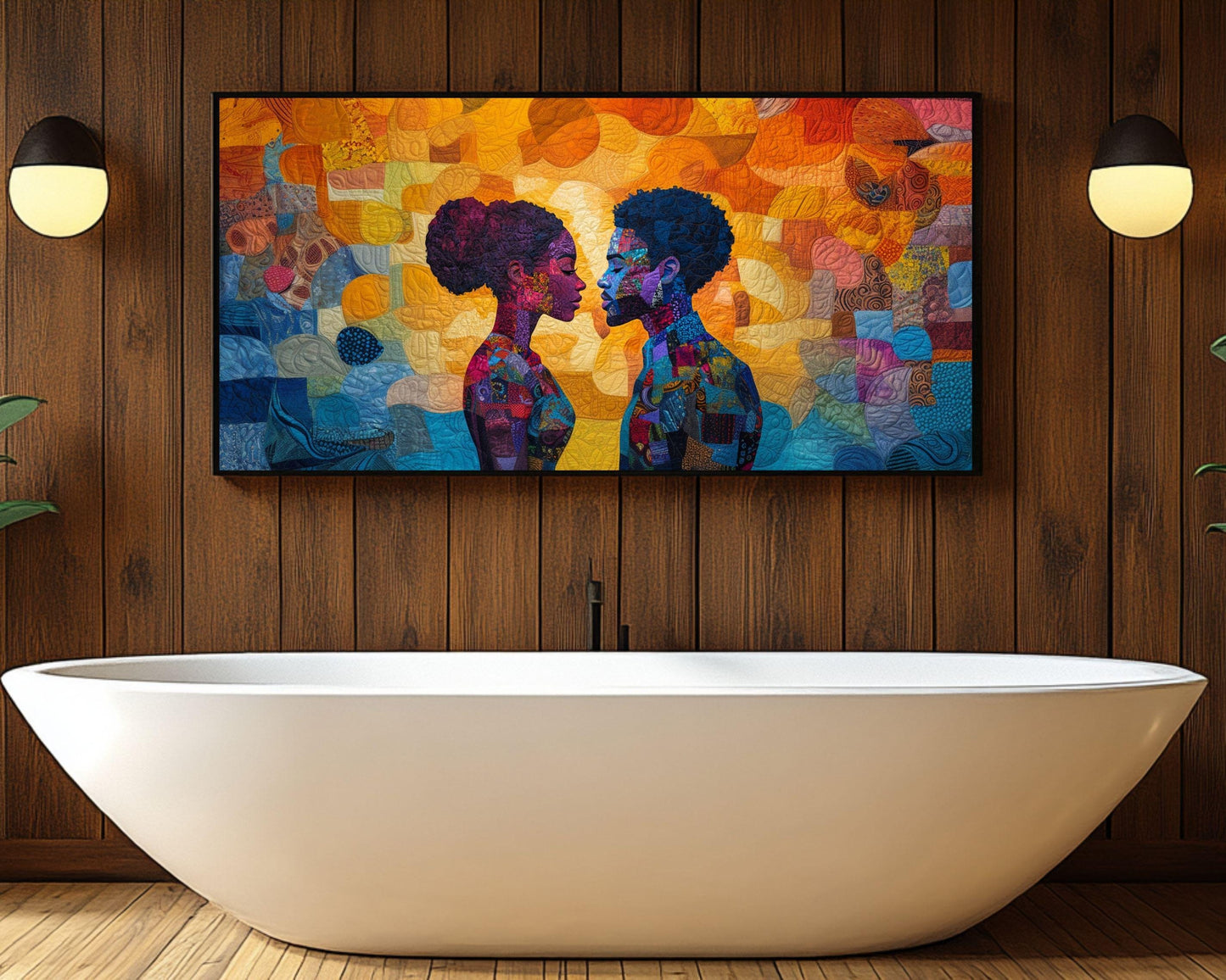 Romantic Black Couple Canvas Art for Bedroom or Living Room, Love Wall Decor, Valentine’s Day Gift