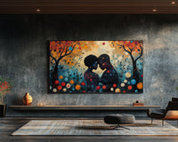 Colorful abstract design featuring vibrant shapes, perfect for adding a touch of charm as African American wall art.