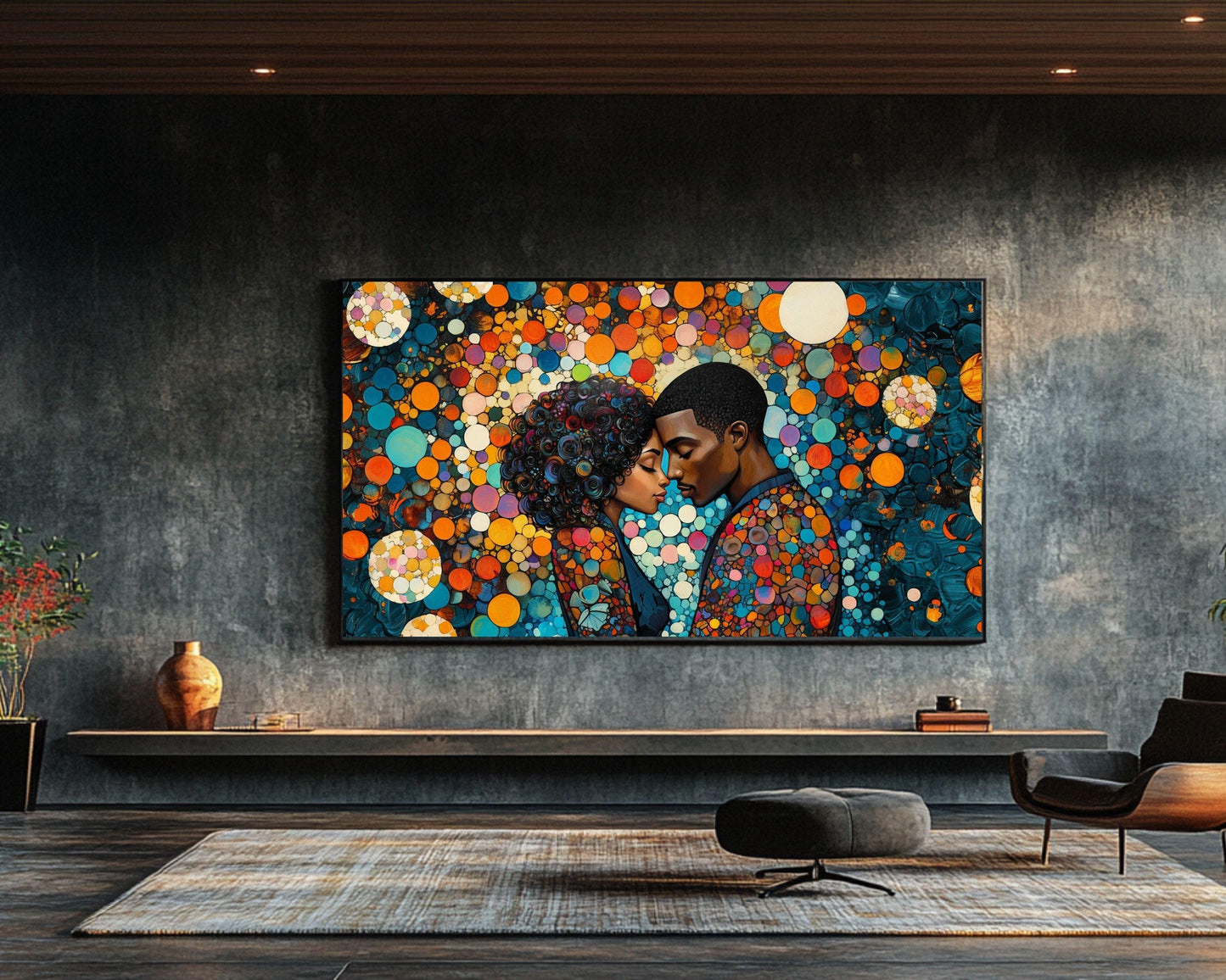 Charly Palmer Inspired Black Couple Canvas Art for Bedroom or Living Room, Abstract Love Wall Decor, Valentine’s Day Gift