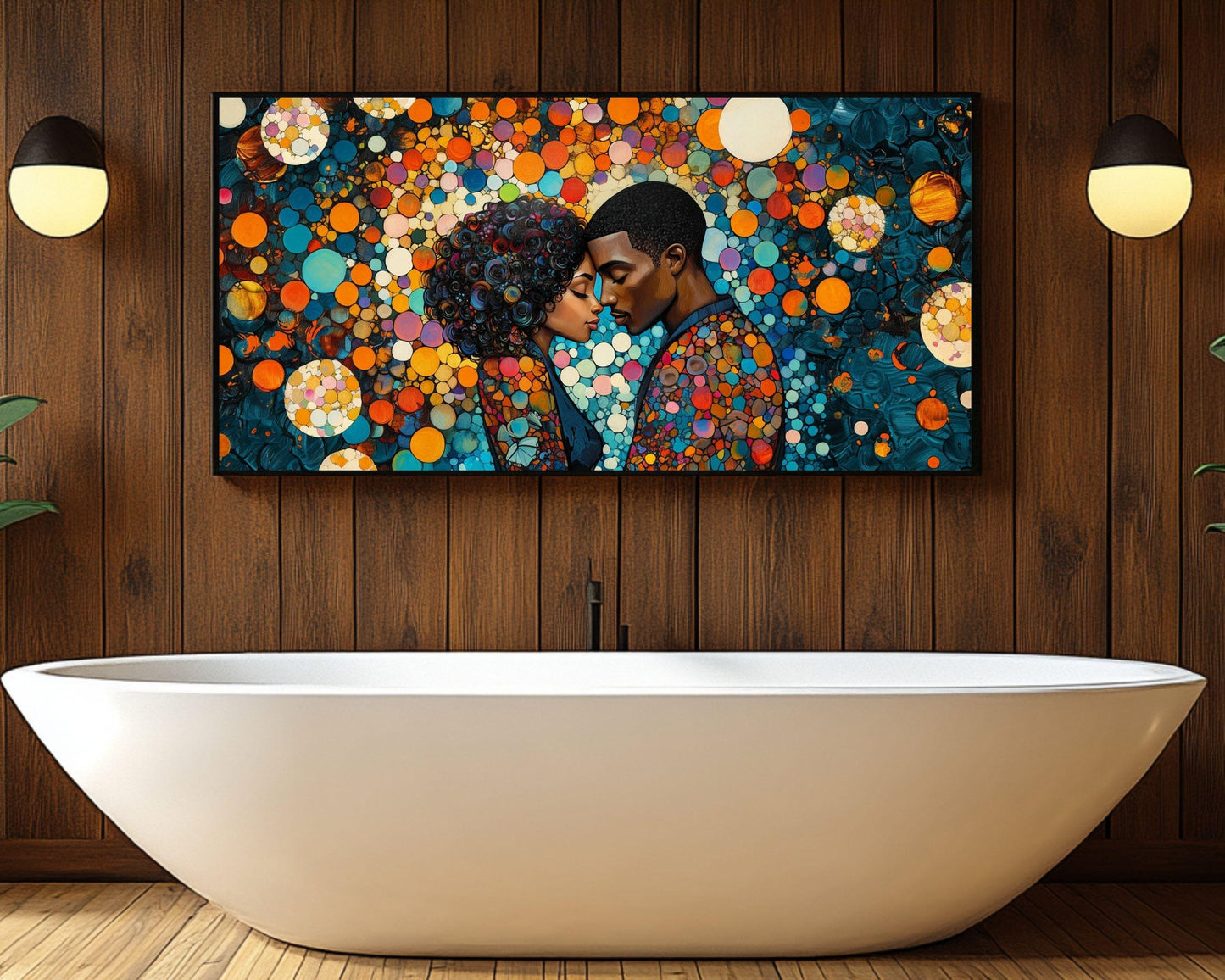 Charly Palmer Inspired Black Couple Canvas Art for Bedroom or Living Room, Abstract Love Wall Decor, Valentine’s Day Gift