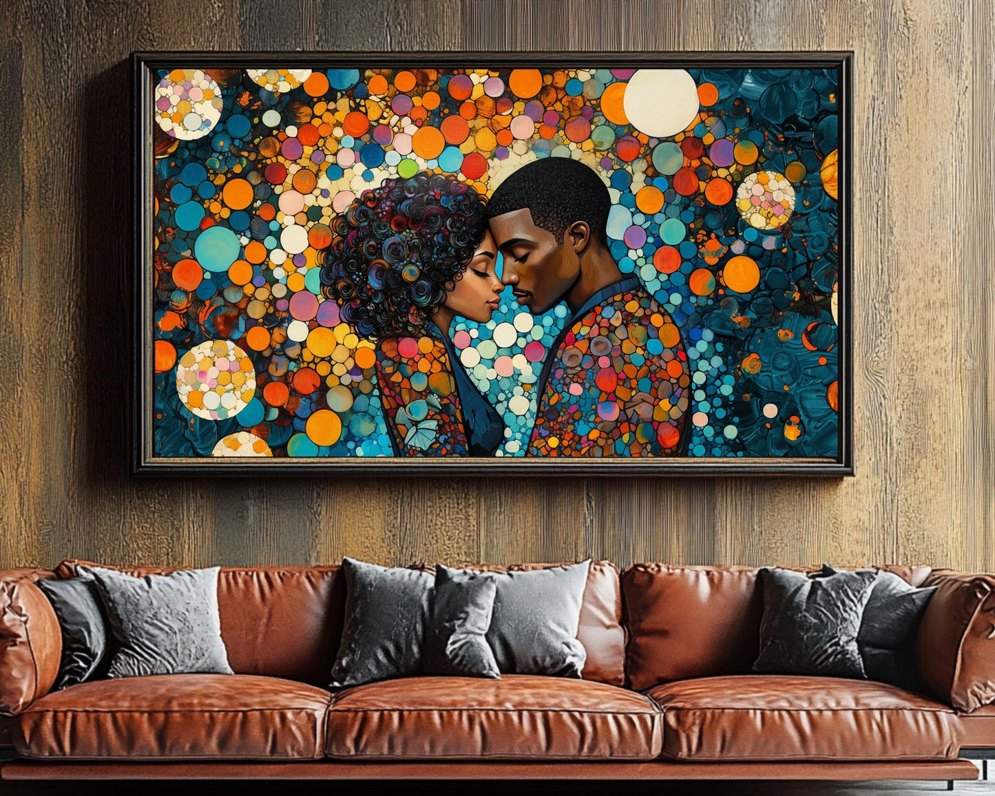 Charly Palmer Inspired Black Couple Canvas Art for Bedroom or Living Room, Abstract Love Wall Decor, Valentine’s Day Gift