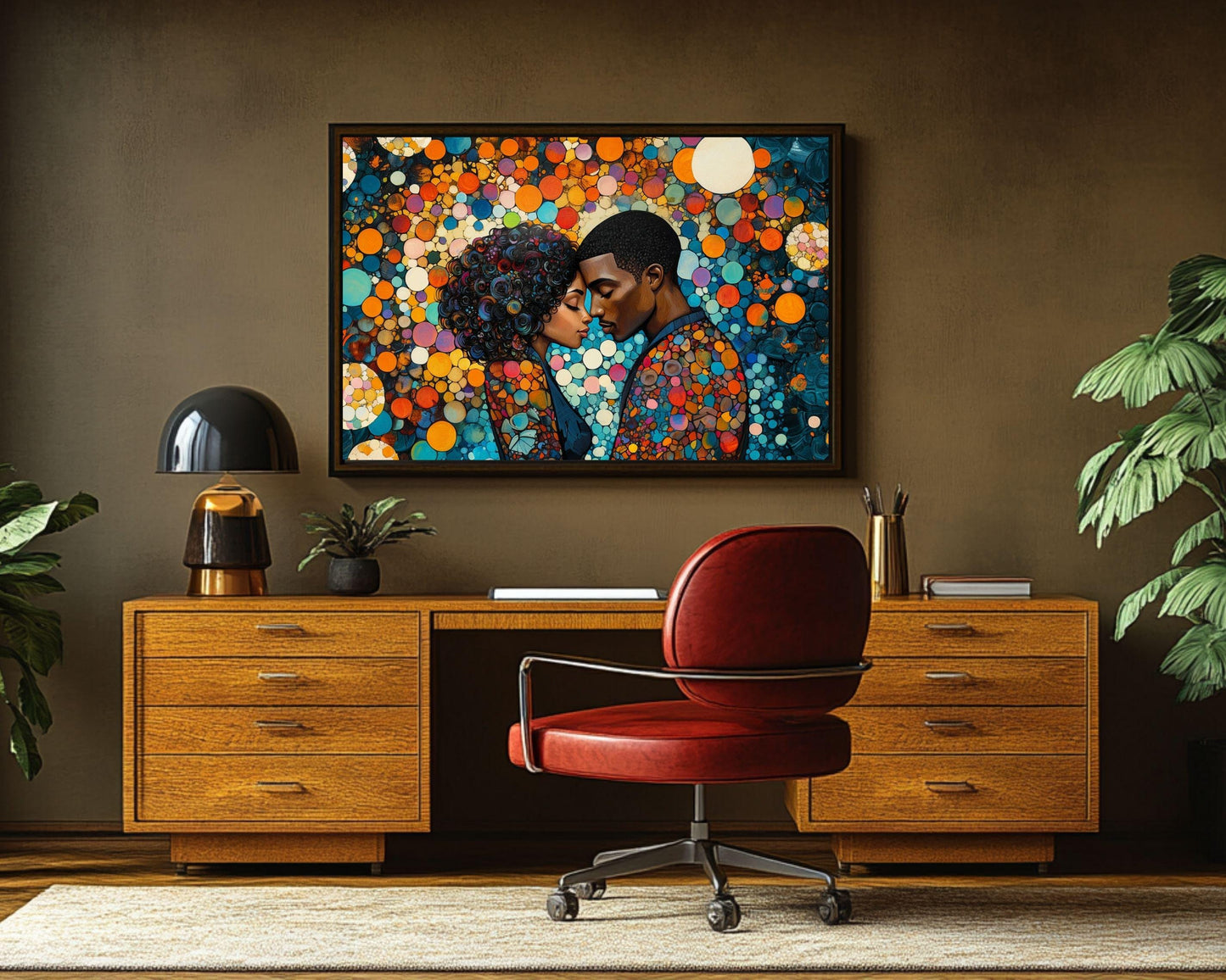 Charly Palmer Inspired Black Couple Canvas Art for Bedroom or Living Room, Abstract Love Wall Decor, Valentine’s Day Gift