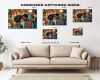 Colorful abstract African American wall art featuring vibrant shapes and patterns perfect for modern home decor.